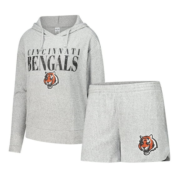 Women's Concepts Sport Gray Cincinnati Bengals Juniper Long Sleeve Hoodie Top & Shorts Set