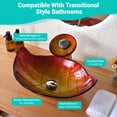 thumbnail image 2 of Aquaterior Tempered Glass Vessel Sink Transitional Style Leaf  Waterfall Faucet, 2 of 11