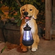 WONDER GARDEN 12.9 Dog Ornaments Decoration Garden Statue, Solar Lights