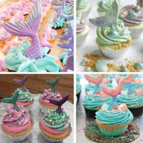 Oºaset Of 2oºa16 Cavity Gummy Mermaid Tail Silicone Fondant Mold