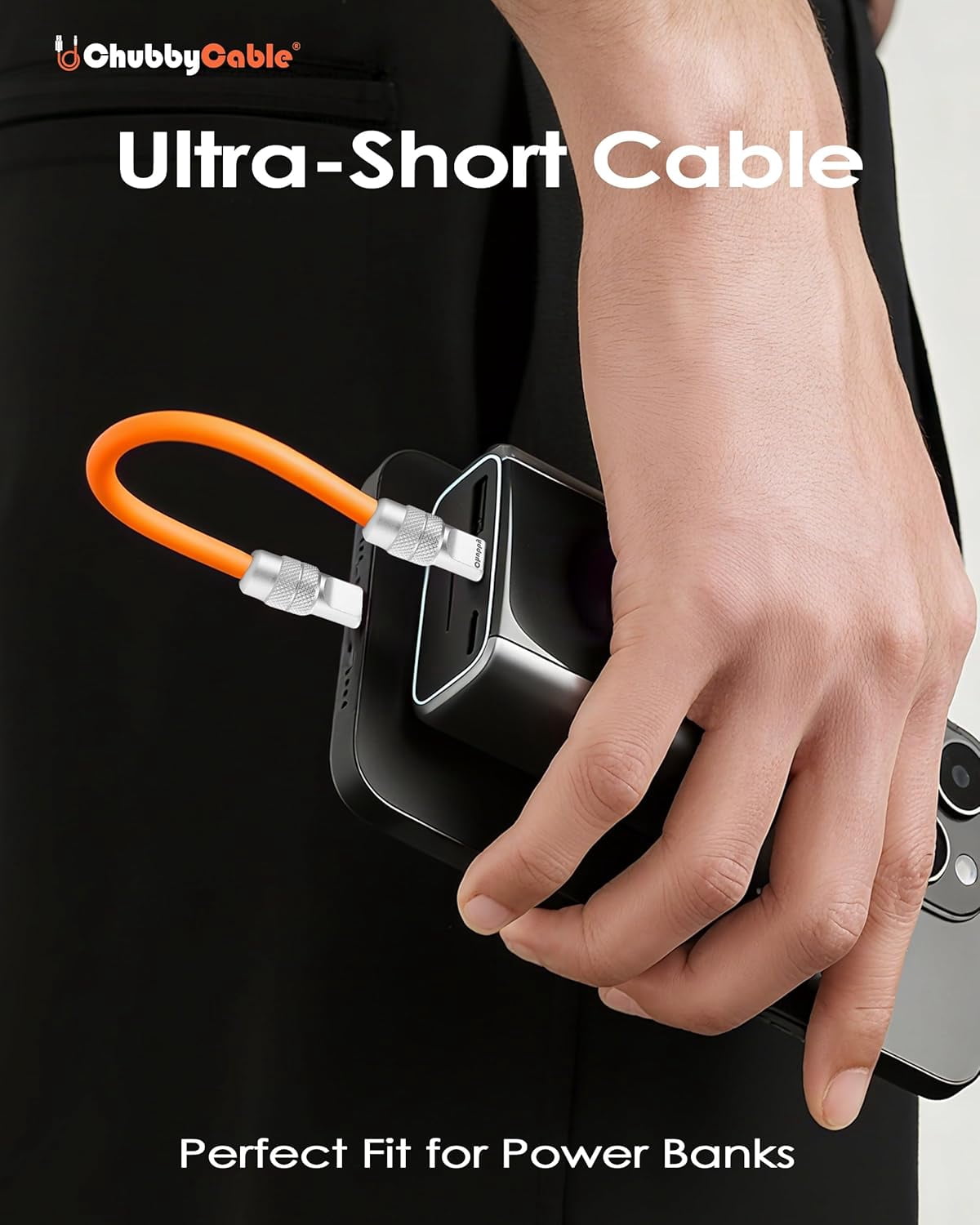 Unbranded Cute Chubby 240W Short USB-C Cable Power Bank Fast Charging Cable Silicone Charger Cord Compatible with iPhone 17-15 Series iPad, Orange, Type-C to Type-C, 20 inch