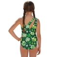 thumbnail image 3 of Xoenoiee Green Shamrock Print Girls One Piece Swimsuit with Cover Up Skirt, St. Patrick's Day Adjustable Strap Bathing Suit Tummy Control Swimwear for Kids Teens, Size 13-14 Years, 3 of 7