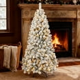 thumbnail image 3 of Bringstar 7FT Pre-Lit Flocked Christmas Tree, Hinged Artificial Xmas Trees/Premium PVC Branches, 400 Lights, 3 of 11