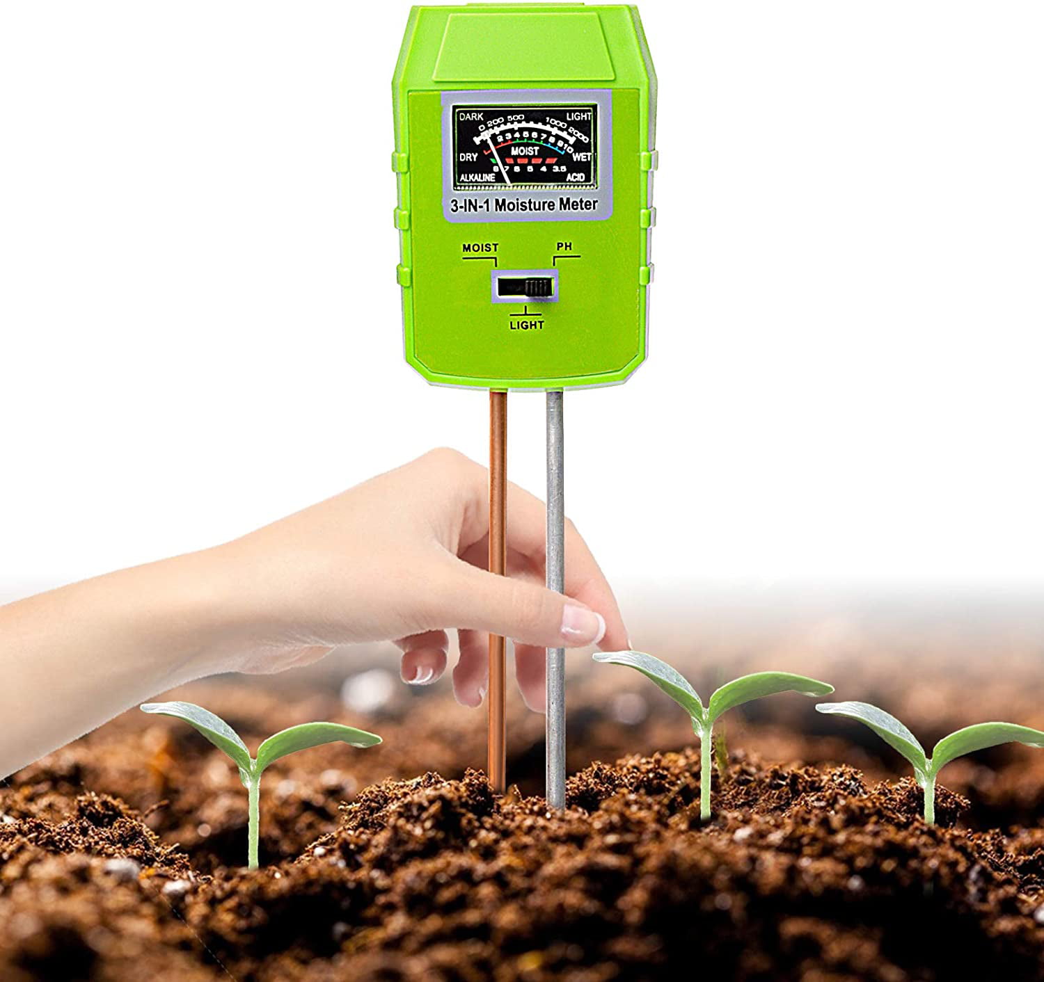 Soil Moisture PH Light Meter Gardening Test Tool Indoor Outdoor Plant Hygrometer Garden Farm Lawn Care Kit NO Battery Needed 
