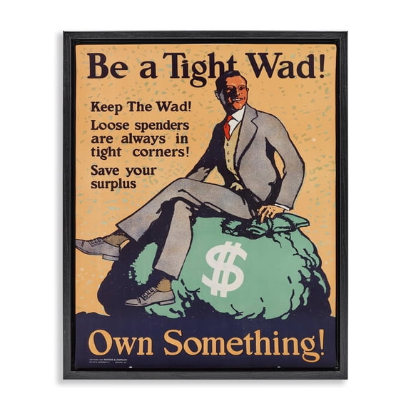 Stupell Industries Eclectic Be a Tight Wad Retro Ad Black Floating Frame Canvas Art, 17 x 21, by Marcus Jules