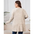 thumbnail image 5 of Cogild Plus Size Women's Long Beige Brushed Knit Cardigan – Button-Up Outerwear with Front Pockets XL~5XL, 5 of 8