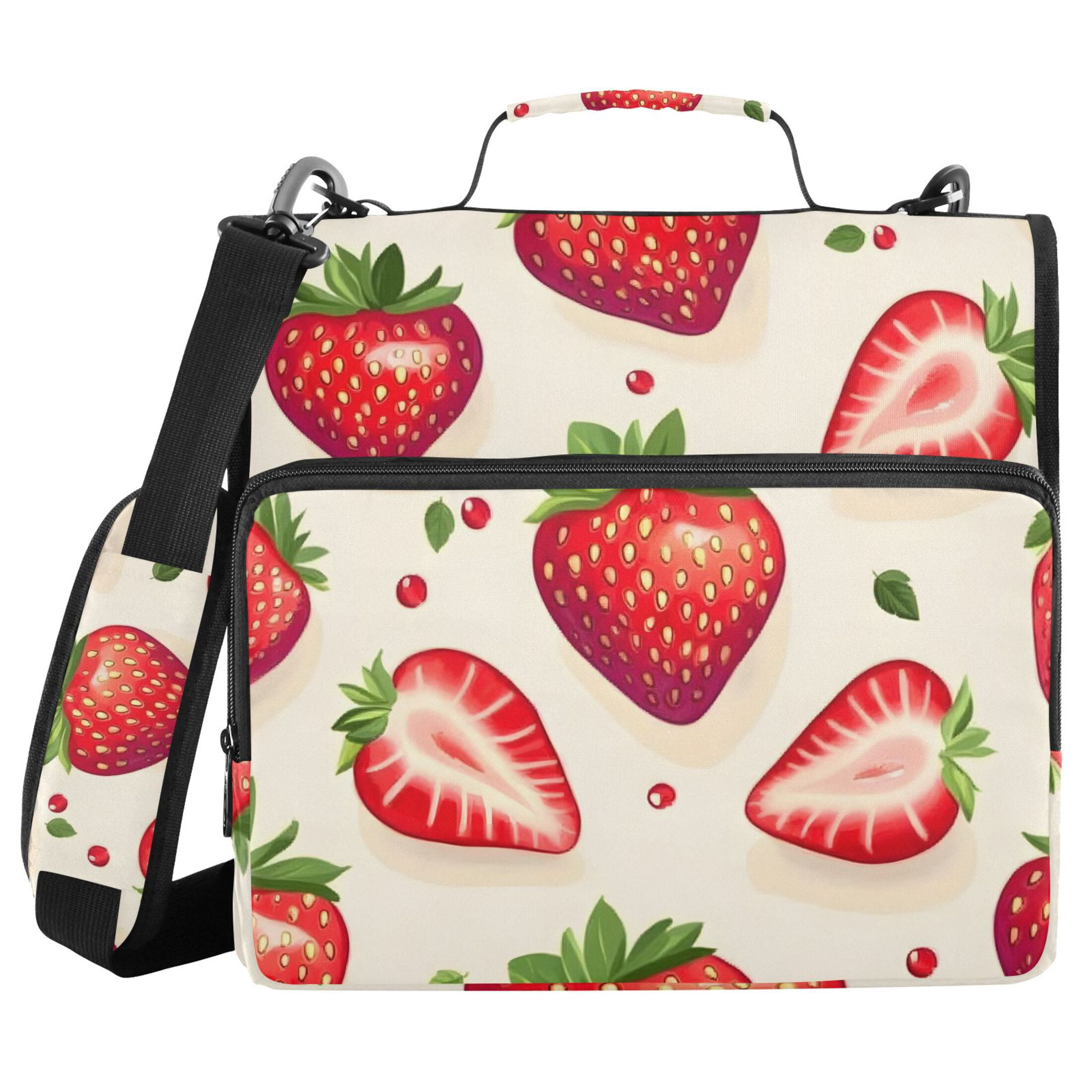 ALAZA Zipper Binder Strawberries 3 Ring Trapper Keeper File Folder Organizer Bag