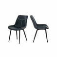 thumbnail image 3 of Linon Mabry Faux Leather Upholstered Set of Two Dining Chairs Steel Legs in Blue, 3 of 12