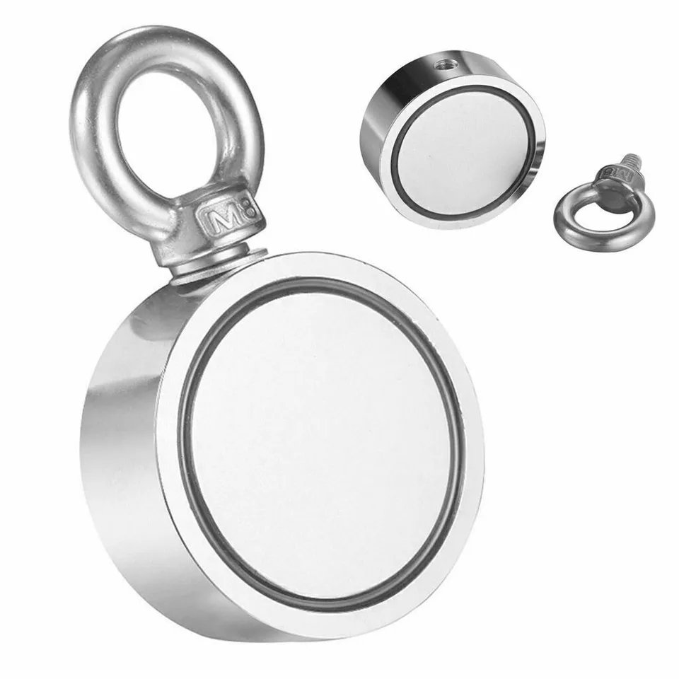 500Lbs Pulling Force Fishing Magnet Round Double Sided Super Strong Neodymium Us