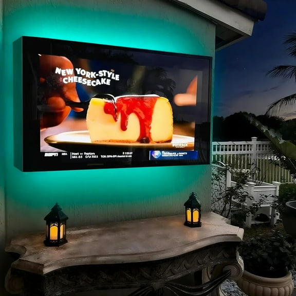 Ageszoe Outdoor TV Cover Weatherproof 40-43inch Black with LED Light,Durable UV resistant Television Enclosure