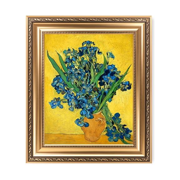 DECORARTS - Irises Vase Flower, Vincent Van Gogh Art Reproduction. Giclee Prints Match with Golden Framed for Wall Decor. Picture Size: 20x16 in, Framed Size: 26x22 in