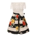 thumbnail image 2 of Little Girls Off Shoulder Floral Lace Stripe Holiday Party Flower Girl Dress Black 4 (J21KS29), 2 of 4
