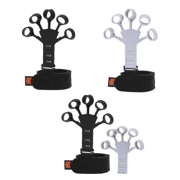 Entrenador de fuerza del ejercitador de dedos para entrenamiento de fuerza del paciente (negro y gris)