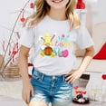 thumbnail image 2 of Easter Shirts for Girls Size 7 Easter Egg Printed Shorts Sleeves Cute Preppy Shirts Easter Gifts Egg Easter Day Gift Summer Spring Easter Outfits,W2-White,140(), 2 of 4