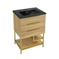 thumbnail image 5 of Carre 24 in. White Oak Bathroom Vanity With Black, 3-Hole Ceramic Sink Top, 5 of 9