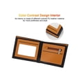 thumbnail image 3 of PULLIMORE RFID Blocking Bifold Wallets - Leather Slim Mens Wallet With ID Window Front Pocket Wallet (Brown), 3 of 9