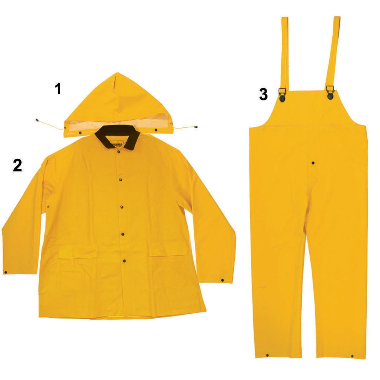 2PK Heavy Duty 3 Piece Rain Suit Rainsuit Yellow Rain Coat Hat Pants 35mm Large 