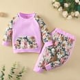 thumbnail image 2 of Girl Outfits 12-18 Months Floral Patchwork Long Sleeve Tops Long Pants Spring Summer Clothes, 2 of 6