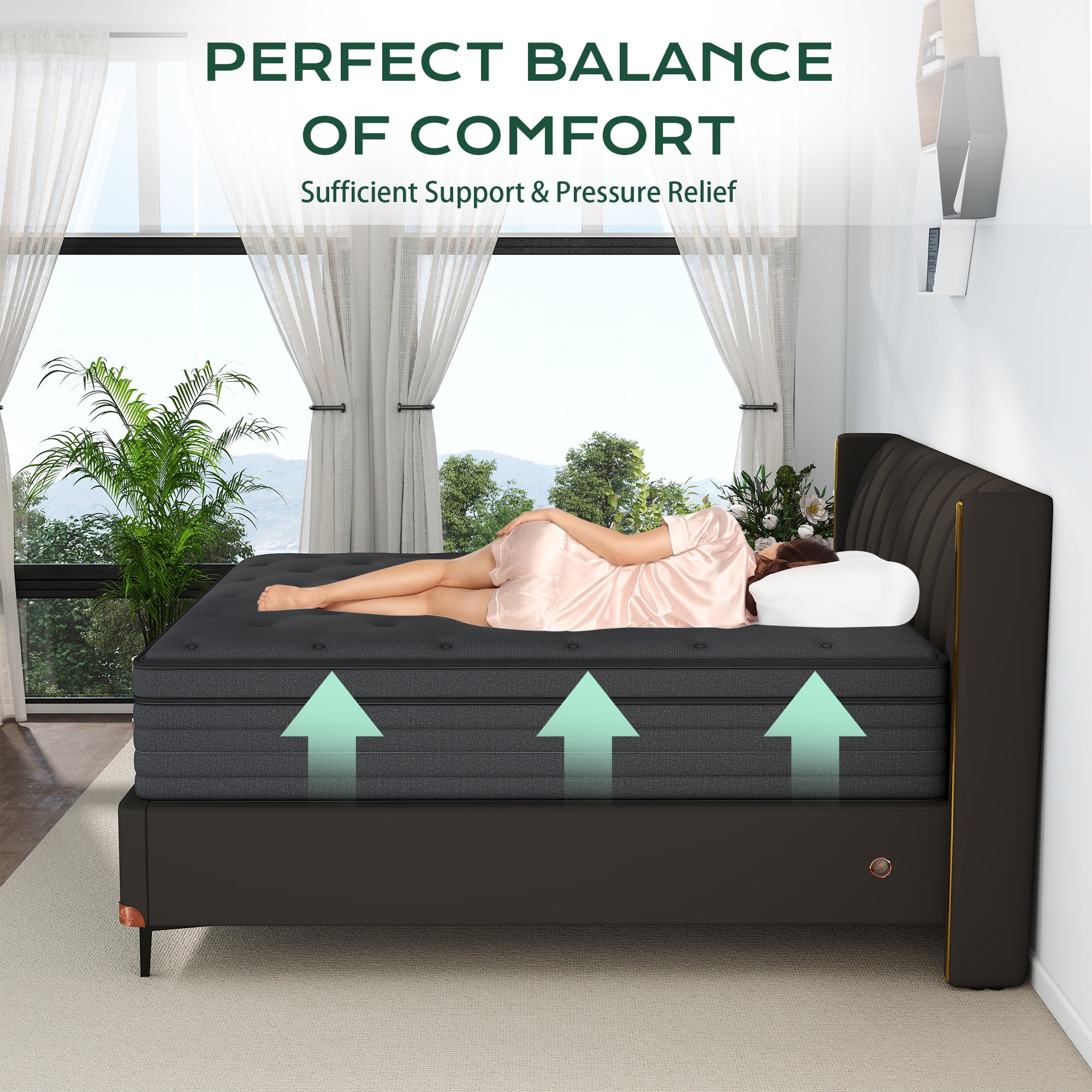 Mulinature 14inch King Mattress,Hybrid Mattresses Medium Firm in a Box