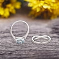thumbnail image 5 of 10k White Gold 1.75 Carat Cushion Cut Aquamarine Engagement Rings With Twisted Wedding Band Diamonds Halo Design Art Deco, 5 of 5