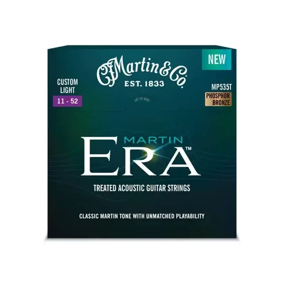 Martin Era™ Phosphor Bronze Treated Acoustic Guitar Strings, 11-52 Custom Light