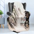 thumbnail image 4 of Vintage China Soft Flannel Fleece Blanket, Chinese Landscape of Watercolor Painting Marquee in Valley Trees Sumi Style, Cozy Plush for Indoor and Outdoor Use, 50" x 60", Multicolor, by Ambesonne, 4 of 5