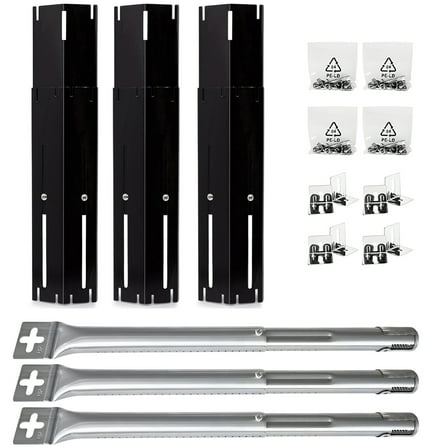 Quickflame Set of 3 Adjustable Heat Plates & Universal Burners for Gas Grills from Brinkmann, Nexgrill, Dyna Glo, Master Forge, & Other Grills, Universal Grill Replacement Parts