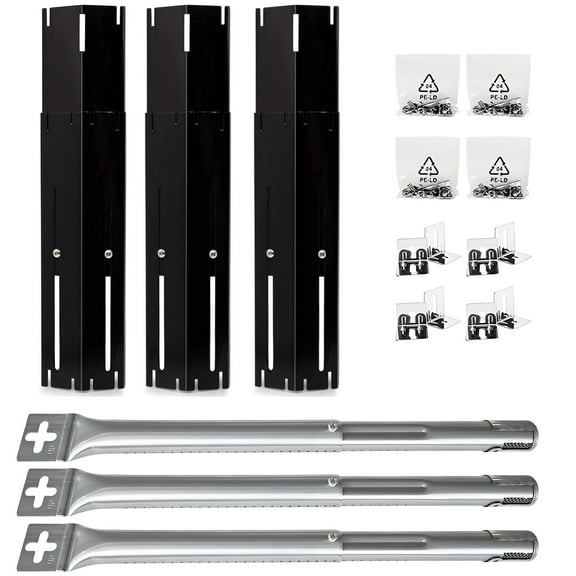 Quickflame Set of 3 Adjustable Heat Plates & Universal Burners for Gas Grills from Brinkmann, Nexgrill, Dyna Glo, Master Forge, & Other Grills, Universal Grill Replacement Parts
