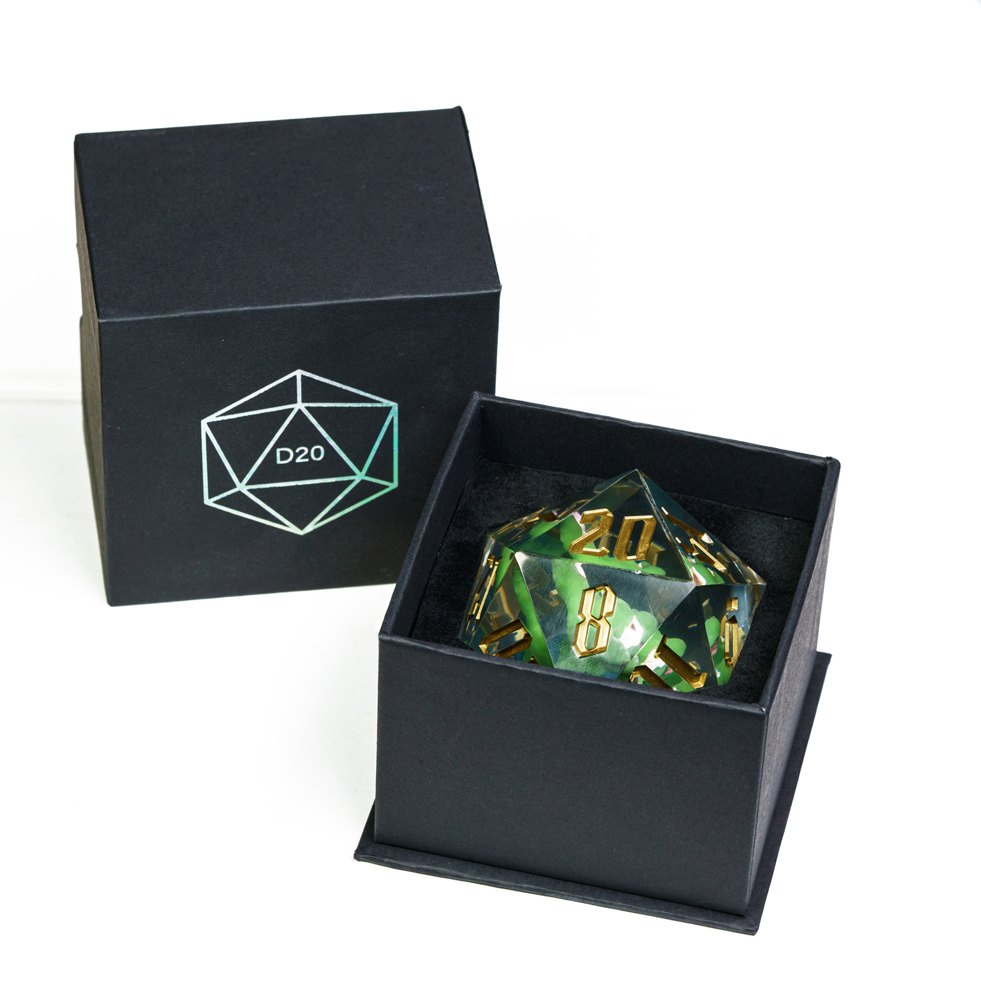 Cusdie 55MM D20 DND Dice Sharp Edges Dice, 20 Sided Resin Skull Dice, Single D20 Polyhedral Dice with Gift Box for Dungeons and Dragons TTRPG Role Playing Game Pathfinder
