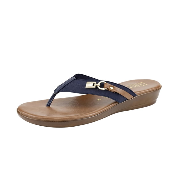 Italian Shoemakers Vale Thong Sandals for Women, Navy, 5M