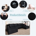 thumbnail image 4 of LUCKHAO 124" Deep Seat Modular U-Shape Couch, Corduroy Boneless Cloud Sofa with 6 Pillows, No Assembly Required, 4 of 7