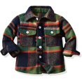 thumbnail image 1 of Bebé Niños Niñas Camisa De Franela Chaquetas Niño A Cuadros De Manga Larga Solapa Botón Camisas Otoño Invierno Caliente Abrigo Outwear, 1 of 3