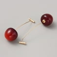 thumbnail image 2 of 10 pair Red Resin Cherry Dangle Stud Earrings Alloy Earrings for Women Golden 48~55x16.5x17mm, 2 of 2