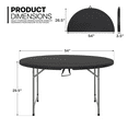 thumbnail image 2 of MoNiBloom Round Folding Table, 4.5Ft Heavy Duty Commercial Event Wedding Party Desk with Handle, for 6 to 8 Seat, Black, 2 of 12