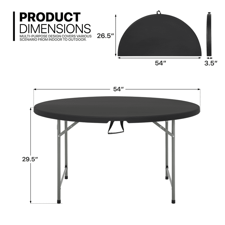 MoNiBloom Round Folding Table 4.5Ft Heavy Duty Commercial Event