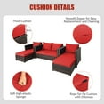 thumbnail image 4 of Gymax Ensemble de Mobilier de Conversation en Rotin pour Patio Extérieur 5 Pcs avec Coussins Rouges, 4 of 10