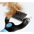 thumbnail image 4 of Cepillo para el pelo de mascotas, peine para el cuidado de mascotas, cepillo para el pelo de perros y gatos, rastrillo para perros enredados, peine para eliminar el pelo de perros y gatos, trompeta azul M oso de fresa Electrónica, 4 of 5