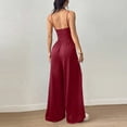 thumbnail image 5 of Jumpsuits for Women Sleeveless Spaghetti Strap Womens Jumpsuit One Piece Wide Leg Summer Romper With Pockets 2026 Wine 2XL, 5 of 5