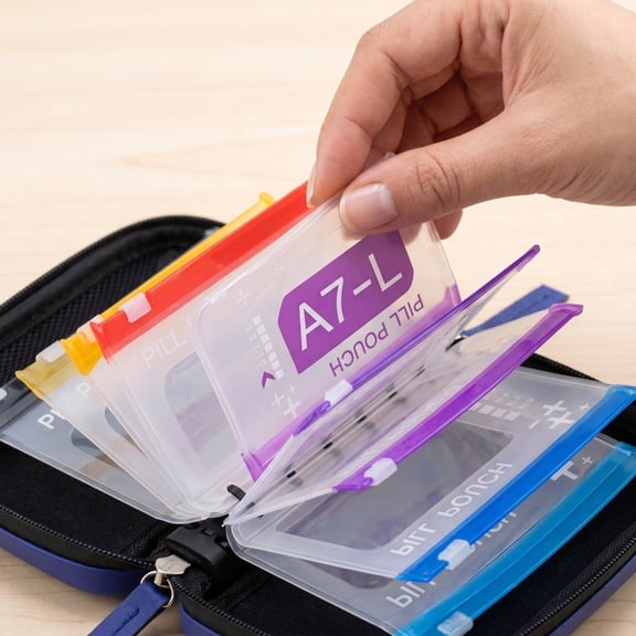 Pill Bags for Travel Pill Pouch Organizer Pack of 14 Reusable Pill Pouches for Medicine with Zipper Seal Waterproof AM PM Pill Baggies for Supplements,Black 14 PCS