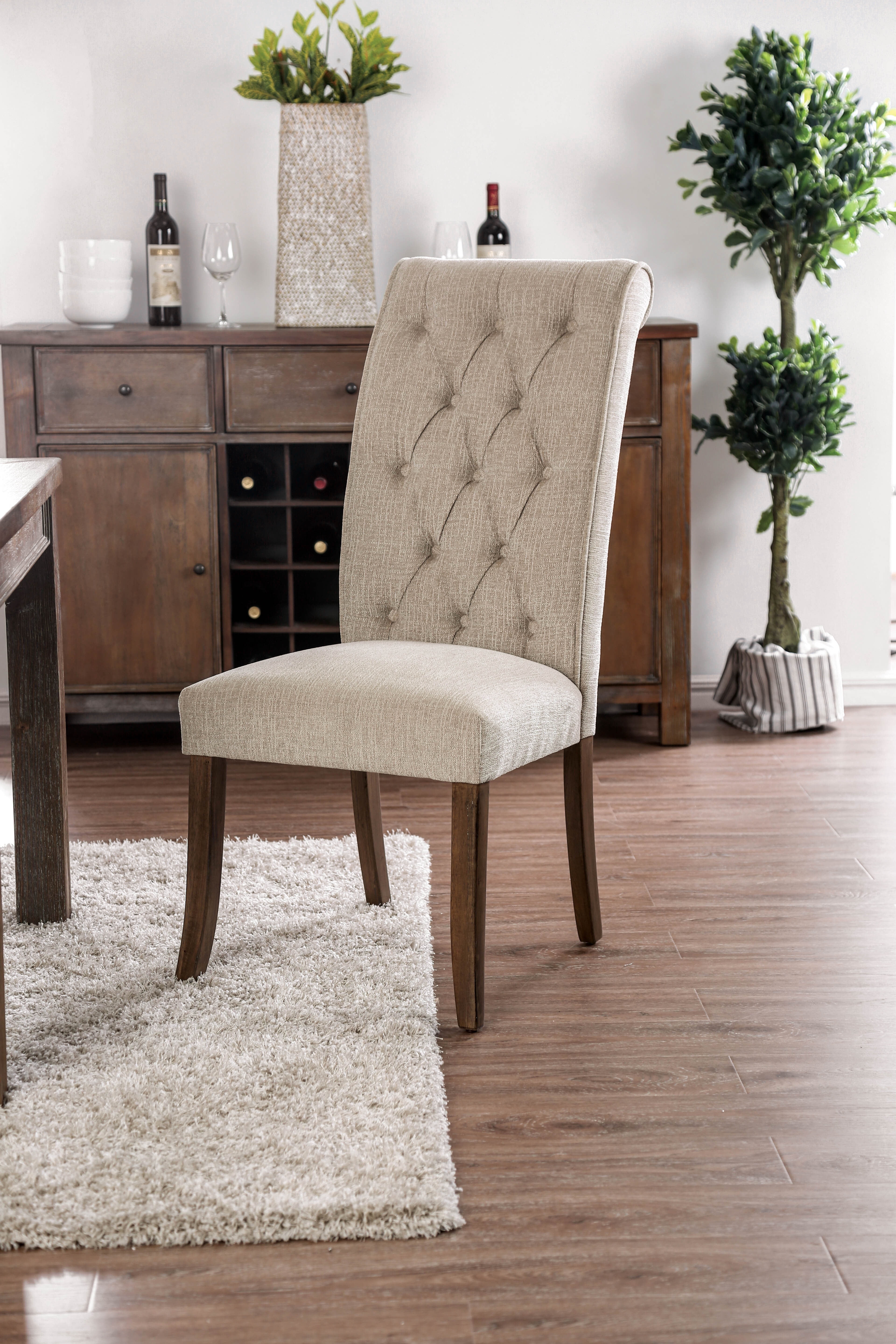 Furniture of America Verona Upholstered Dining Chairs - Set of 2, Beige