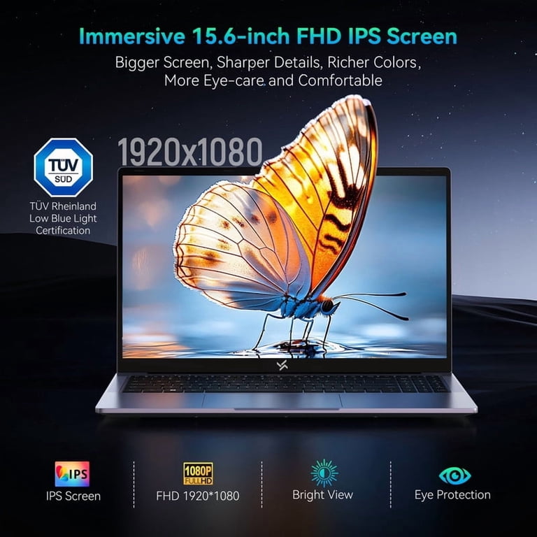 Huidun Windows 11 Laptop, 15.6 inch, Intel N150, 16GB RAM, 256GB