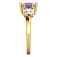 thumbnail image 3 of Clara Pucci 14K Yellow Gold Solid Gold Amethyst Three-Stone Anniversary Ring for Women - 1.72 cttw Round Cut, 3 of 8