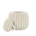 thumbnail image 2 of Weston Home Portola Plush Furry Channel Fabric Storage Ottoman, Ivory, 2 of 9