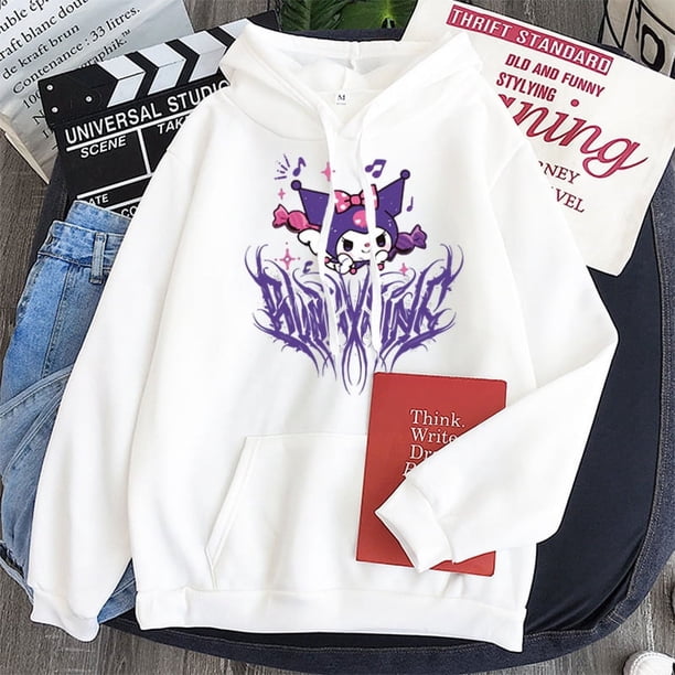 Sudadera con capucha de Anime japonés Sanrio Kuromi para mujer, sudadera Y2K para estudiante, jersey de primavera y otoño para deportes al aire libre y ocio