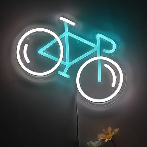 Blue Bicycle LED Neon Sign - USB-powered wall art with a realistic design. Perfect decor for homes, bars, garages, or offices. A unique gift for cycling enthusiasts.