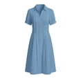 thumbnail image 6 of Tqcoqu Womens Summer Cotton Linen Dresses,Casual Loose Fit V Neck Short Sleeve Sundress for Beach Vacation,Light Blue Women's S-XXL, 6 of 6
