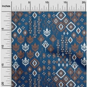 oneOone Organic Cotton Poplin Twill Fabric Block & Geometric Ikat Print Fabric BTY 42 Inch Wide