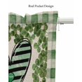 thumbnail image 5 of St. Patrick's Day Linen Curtain Valance for Bedroom/Bathroom/Kitchen/Office/Living/Dining Room Windows,Stripes Plant Love Buffalo Plaid Green Pocket Topper Drapes Decorative Cafe Drapery Panel 42x18, 5 of 6