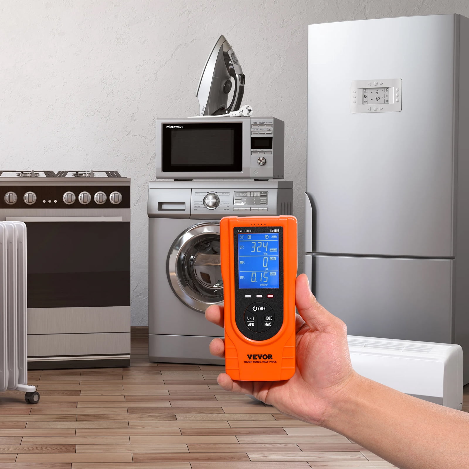 KFFKFF Digital LCD 3-in-1 EMF Meter Electromagnetic Radiation Detector EF MF RF