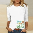 thumbnail image 2 of Charella Women's Floral Printed Tops 3/4 Sleeve Flower Graphic Tee Casual Loose Fit Crew Neck Shirts (XL, White 9), 2 of 4